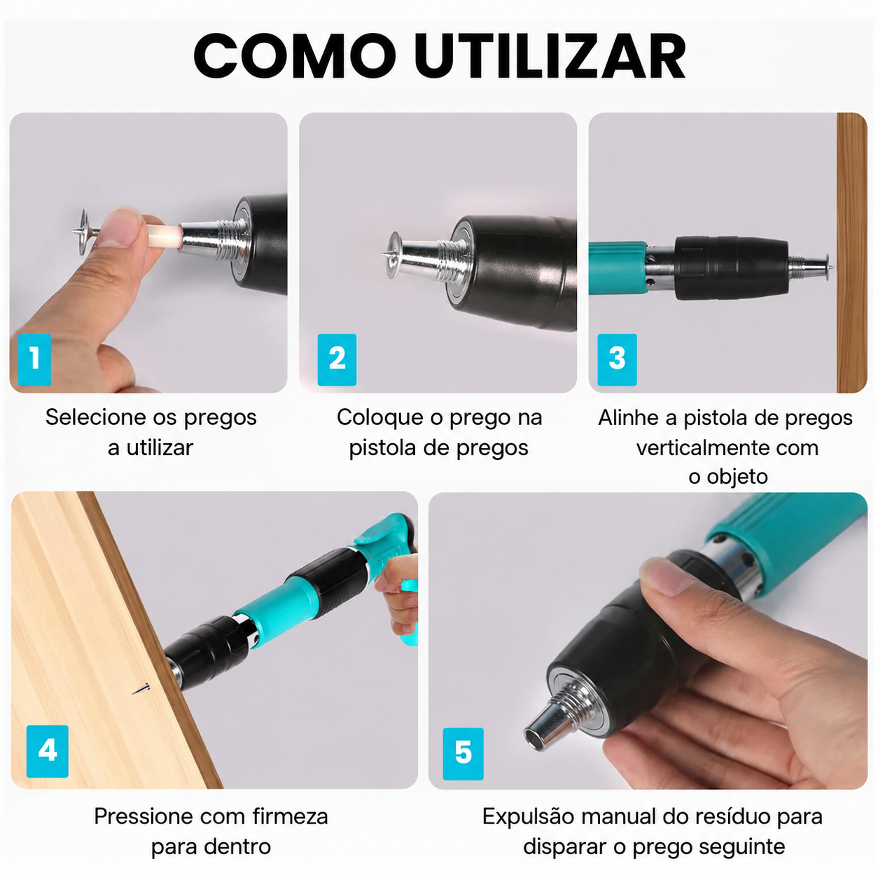 Pistola de clavos con accesorios