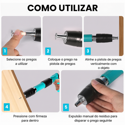 Pistola de clavos con accesorios