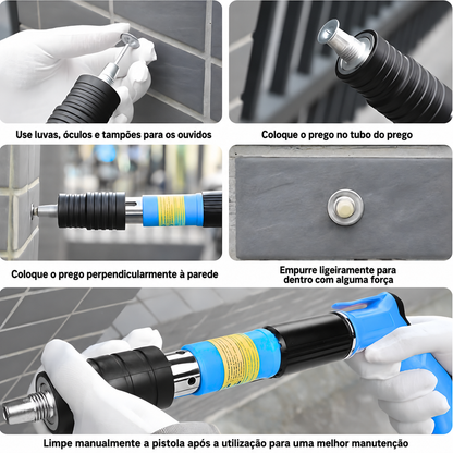Pistola de clavos con accesorios