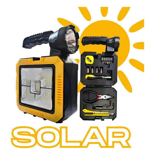 Lanterna solar LED com kit de ferramentas